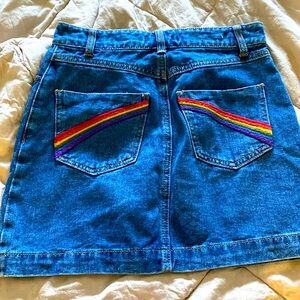 Forever 21 small denim skirt with cute rainbows on the back pockets